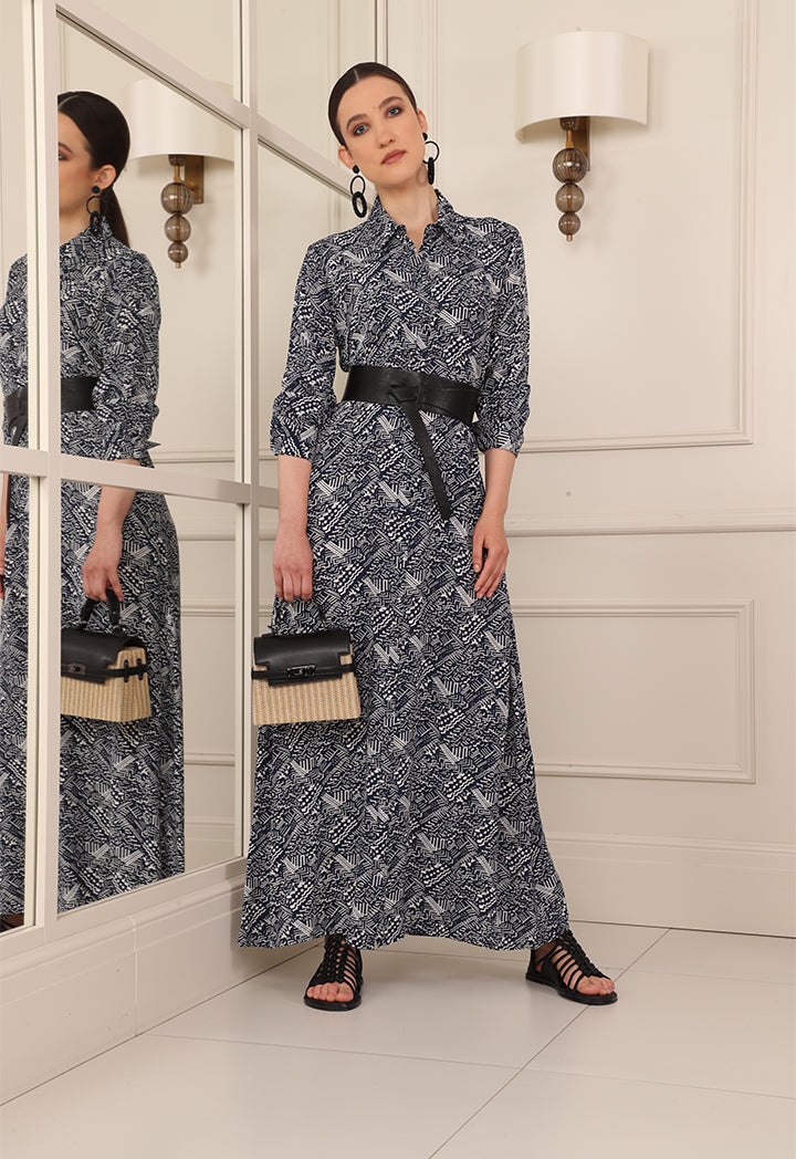 Printed Crepe Shirt Dress