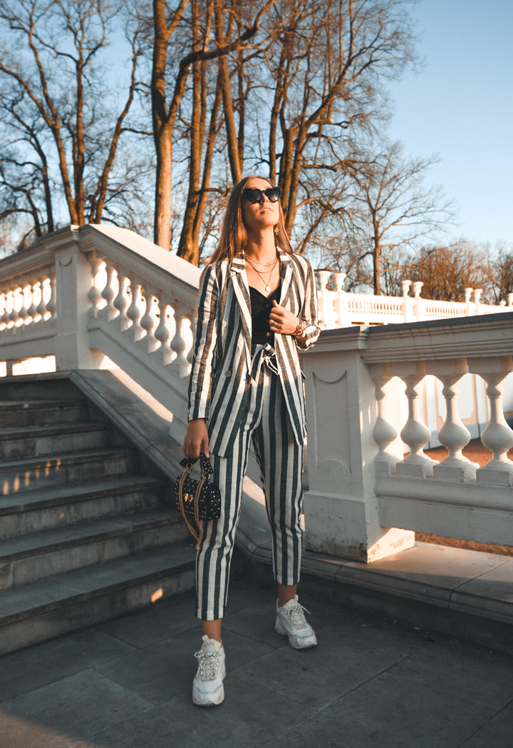 High Waist Striped Trouser