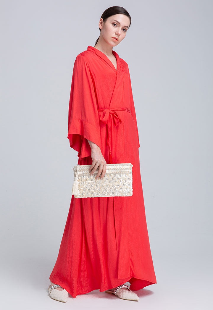 Red Belted Maxi Outerwear