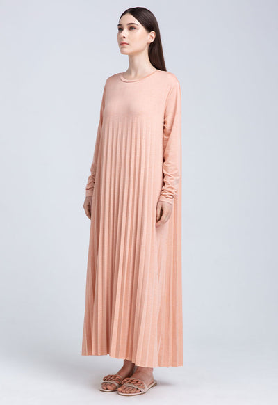 Knitted Multi Pleated Solid Dress