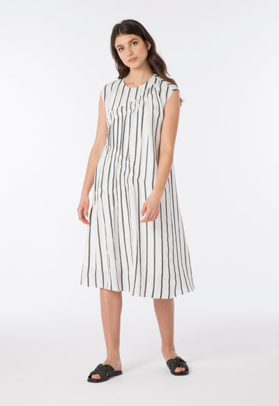 Stripe Sleeveless Linen Dress - Fresqa