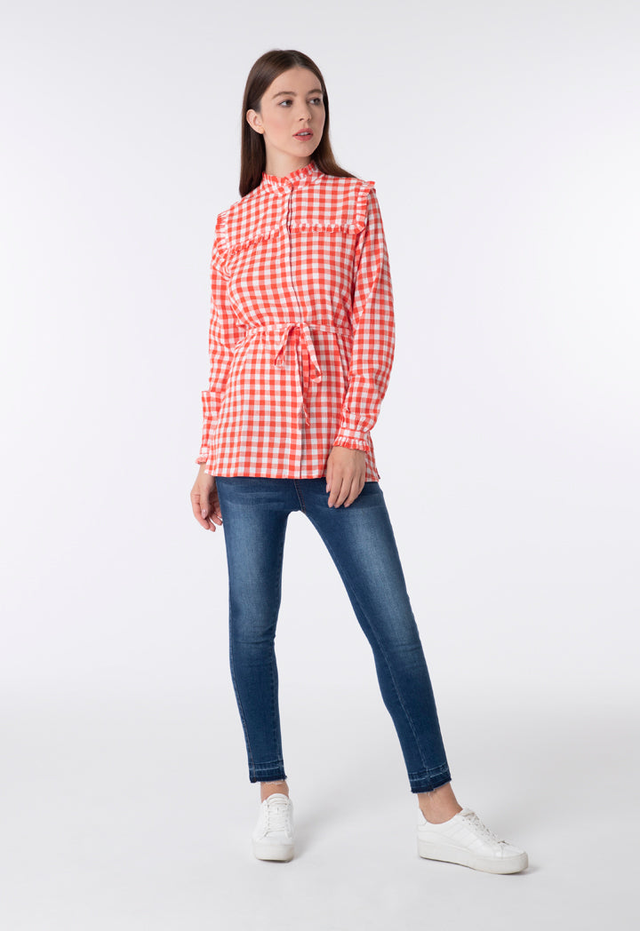 Checkered Long Sleeve Shirt - Fresqa