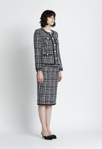 Contrast Lurex Tweed Outerwear