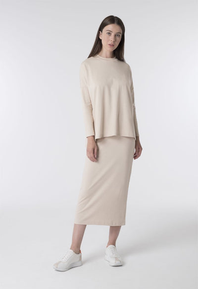 Solid Beige Pencil Skirt