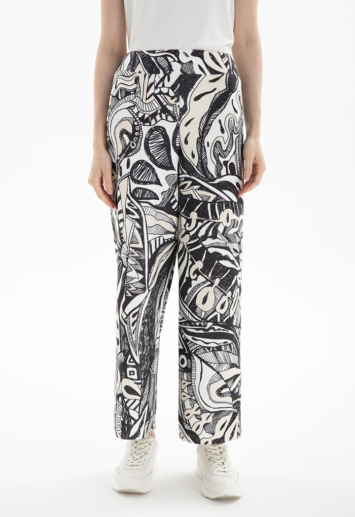 Hand Sketch Printed Neoprene Culottes