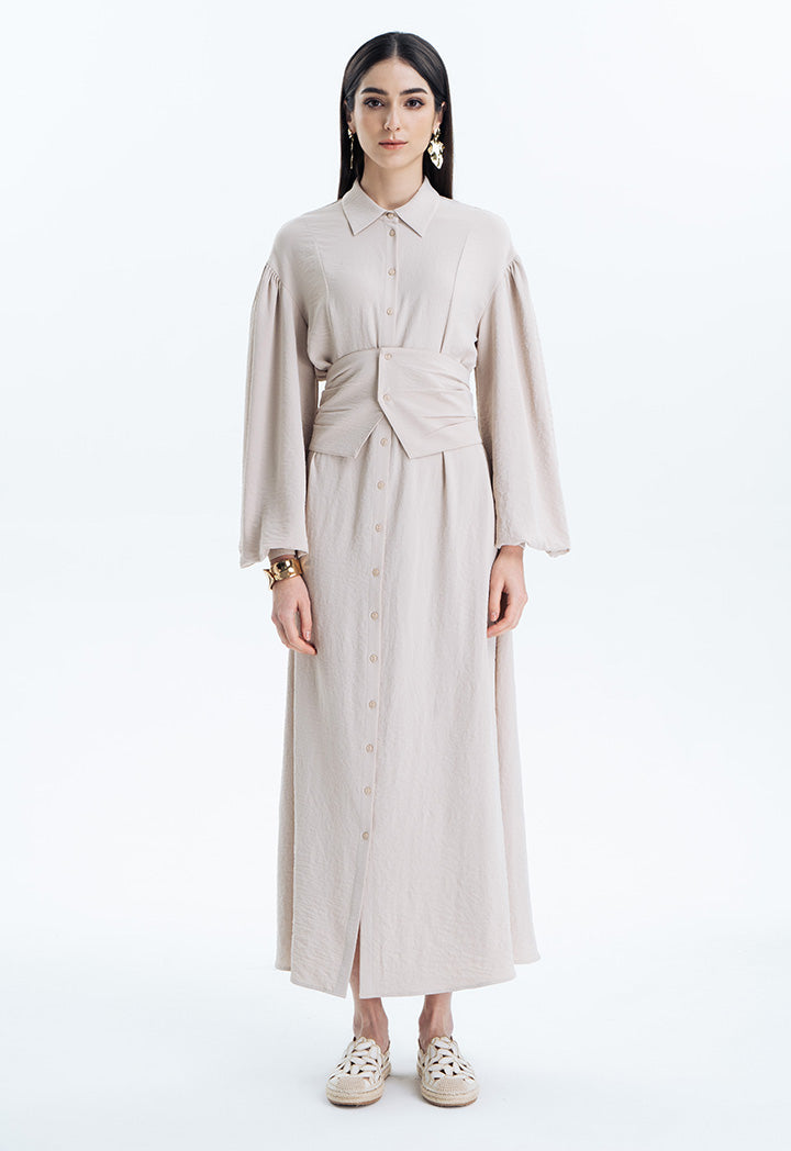 Maxi Shirt Dress With Wide Belt