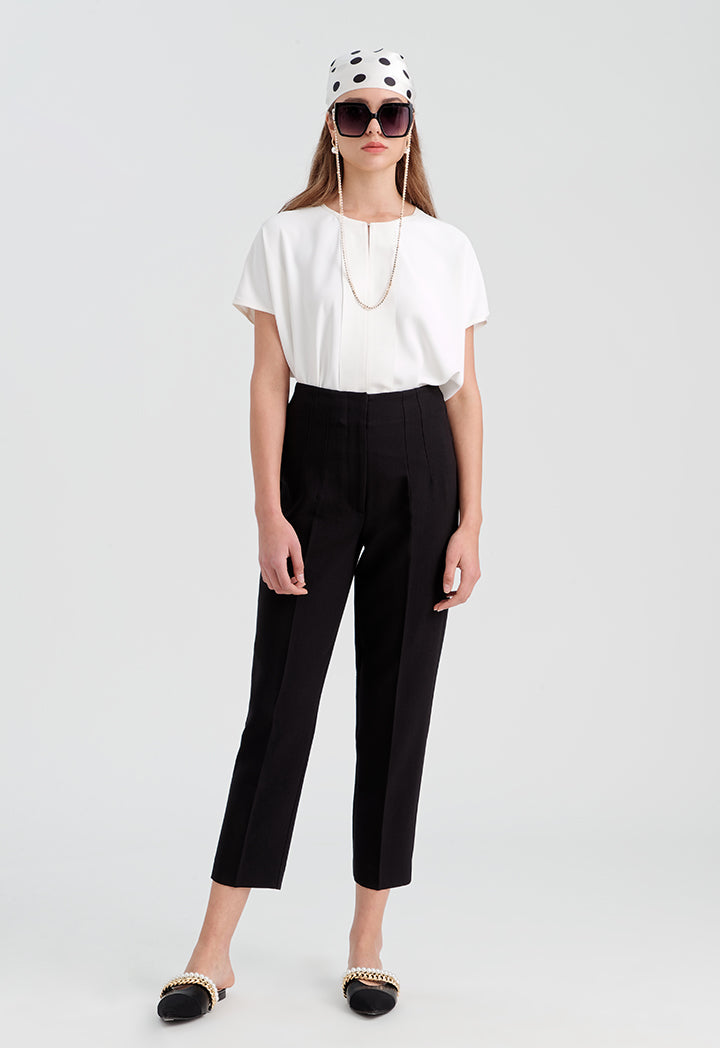 Solid Trouser With Pleats At Waist