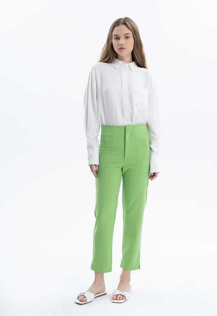 Long Solid Trouser With Faux Pocket