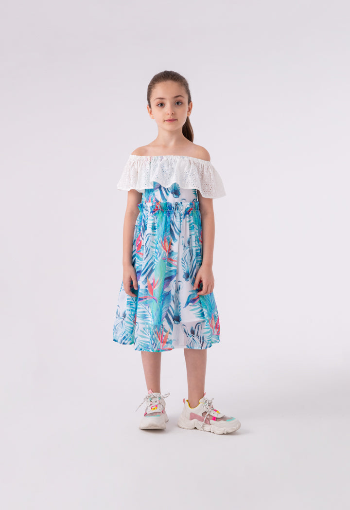 Printed Off Shoulder Ruffle Dress