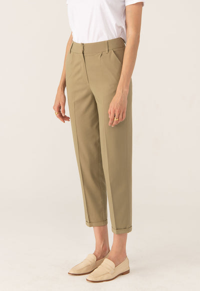 Folded Hem Linen Trouser