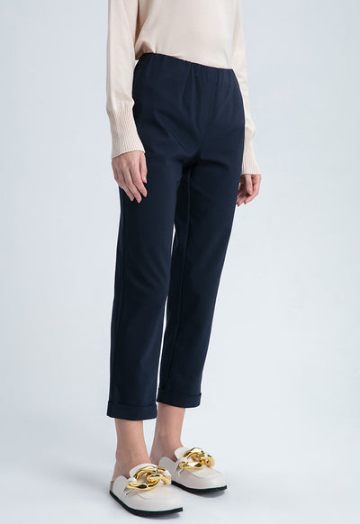 Folded Hem Solid Basic Trouser