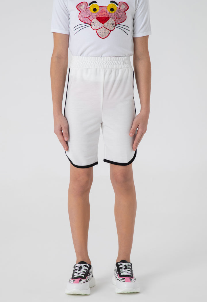 Piping Detail Curved Hem Shorts