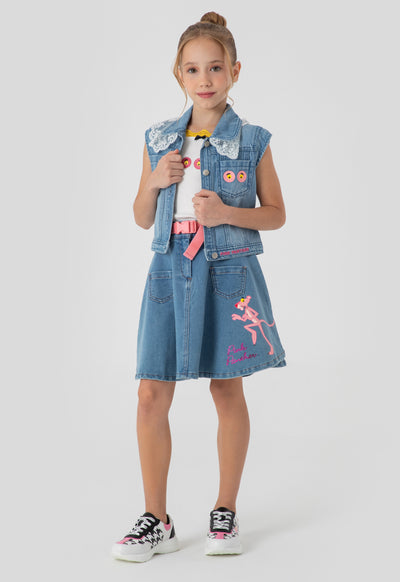 Pink Panther Sleeveless Denim Jacket