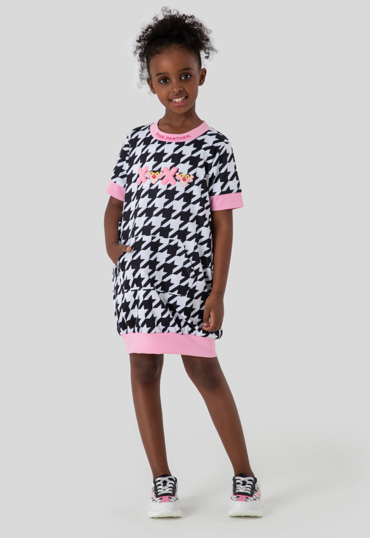 Pink Panther Houndstooth Print Dress