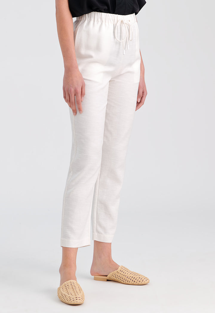 Elasticated Waistband Solid Linen Trouser