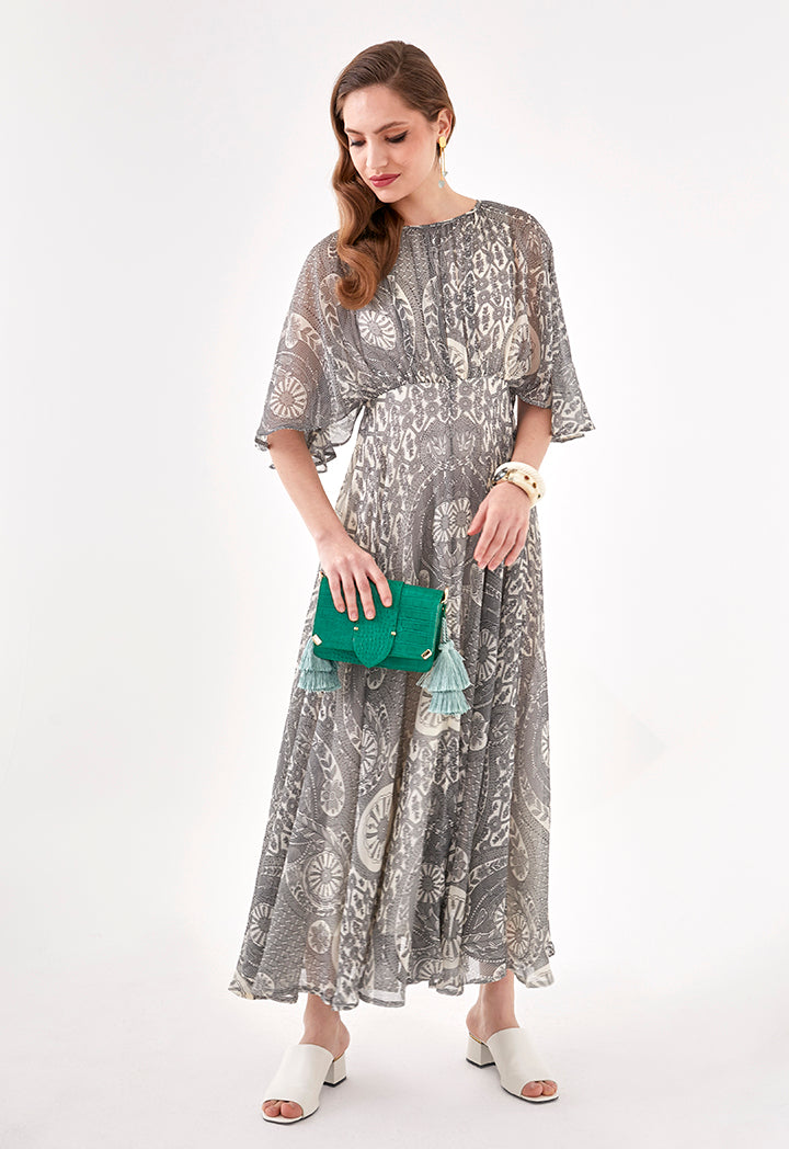 Paisley Print Cold Shoulder Dress