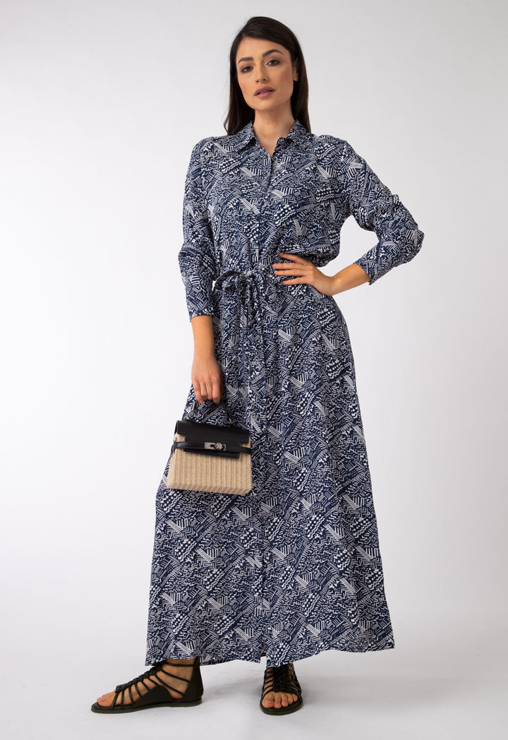 Printed Crepe Shirt Dress