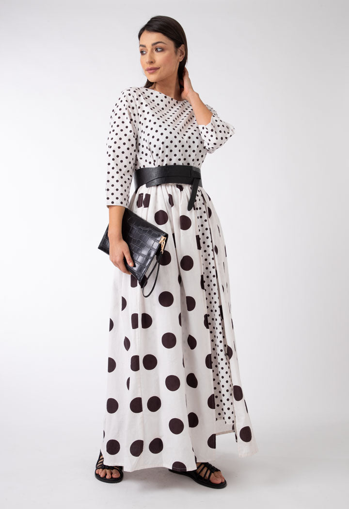 Laced Overlay Polka Skirt Dress