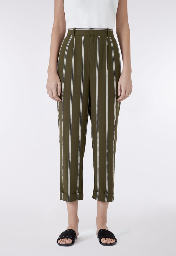 Striped Folded Hem Trouser