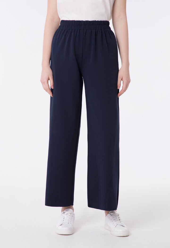 Raw Hem Elastic Waist Trouser
