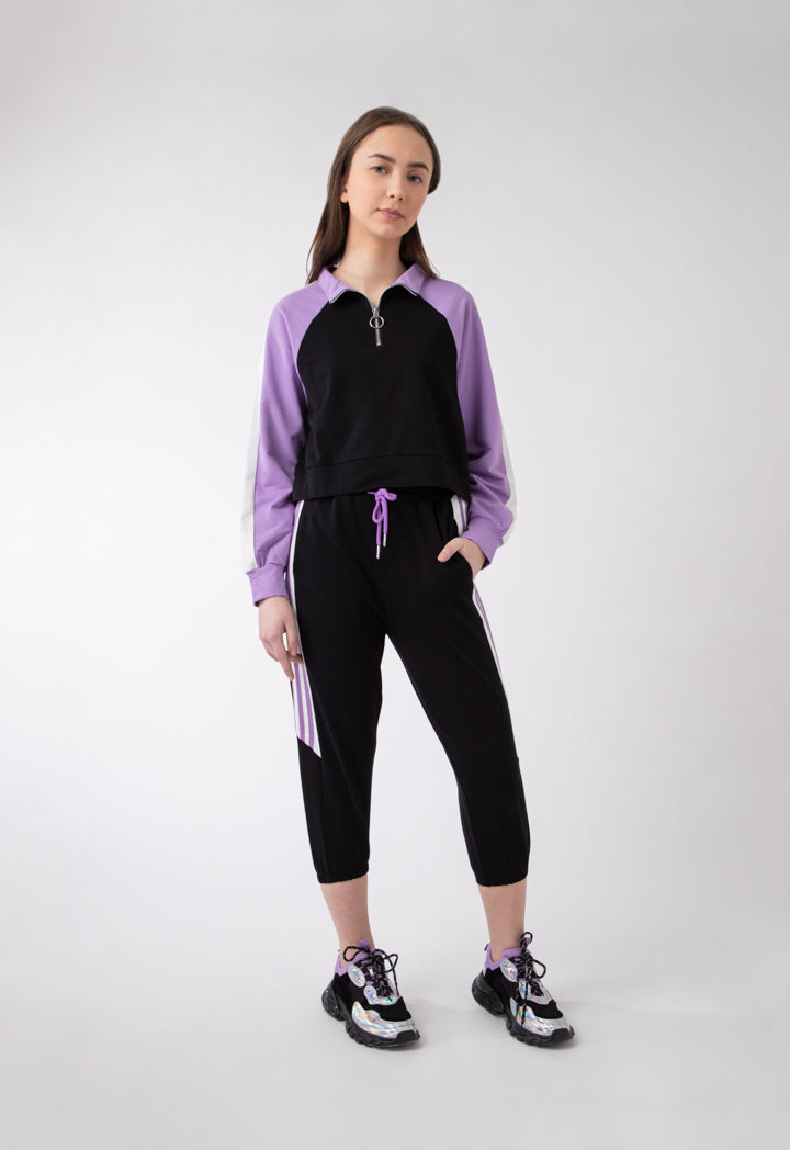 Cropped High Neck Collar Blouse
