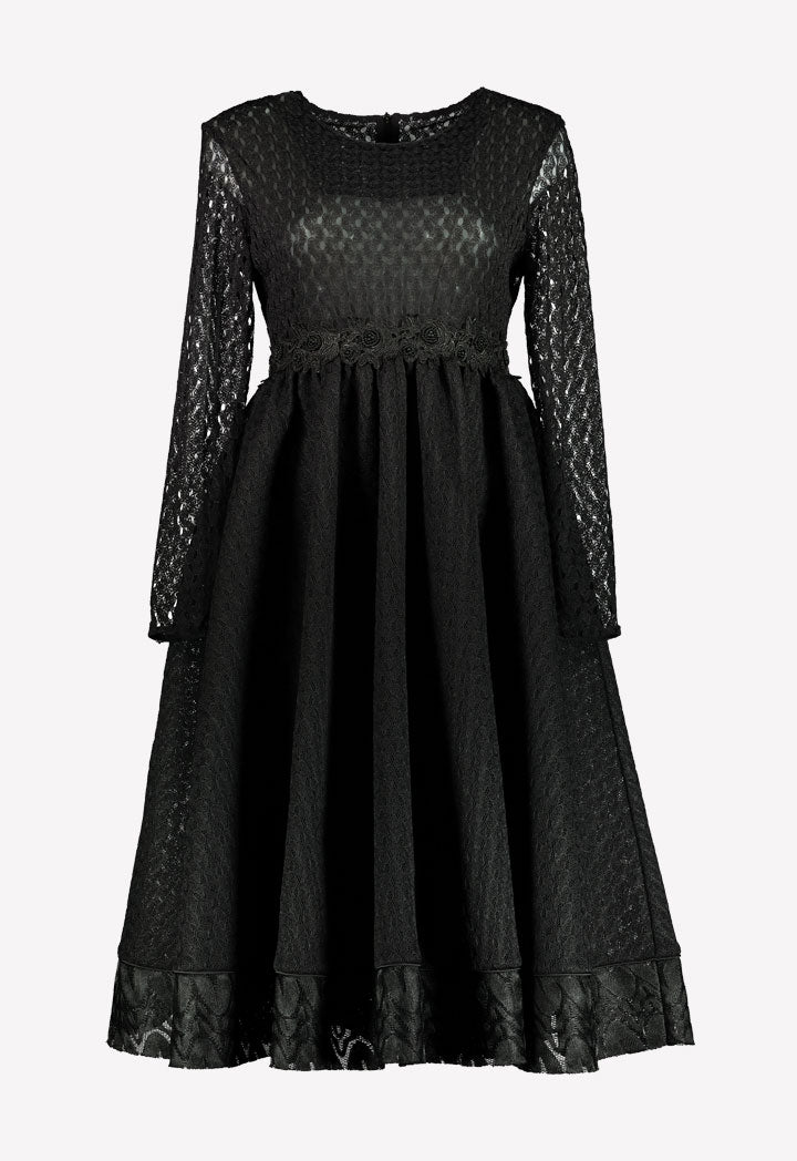 Mesh Embellished Lace Dress