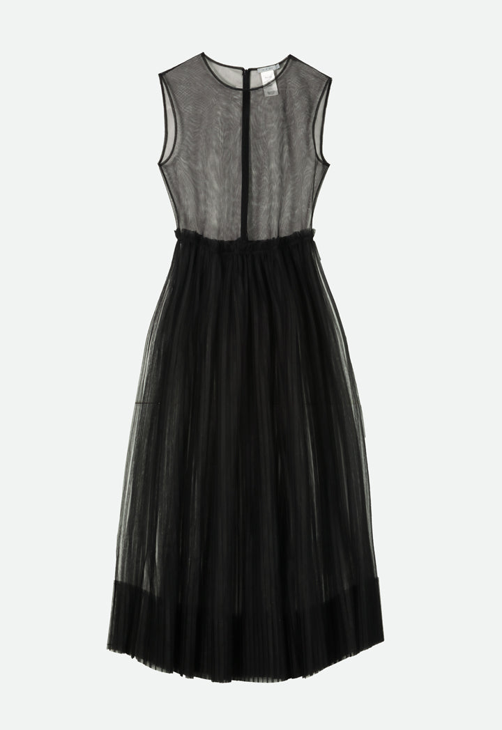 Black Mesh Tulle Sleeveless Outer Dress