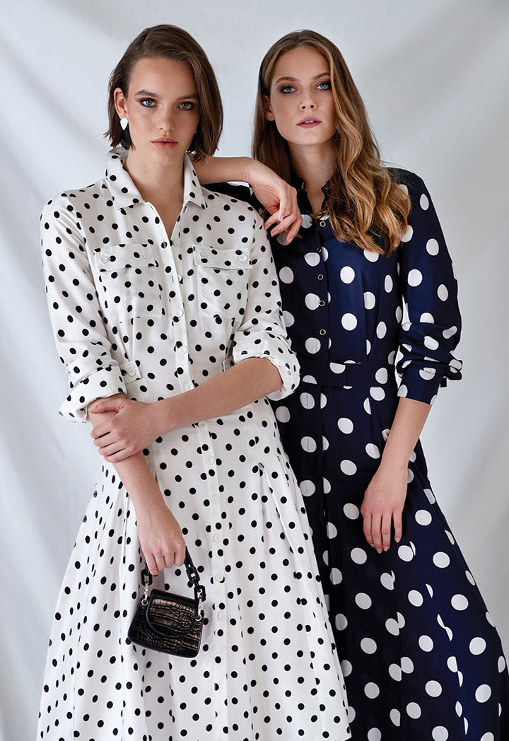 Polka Dot Midi Shirt Dress