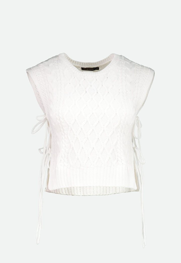 Tie Side Open Knit Top