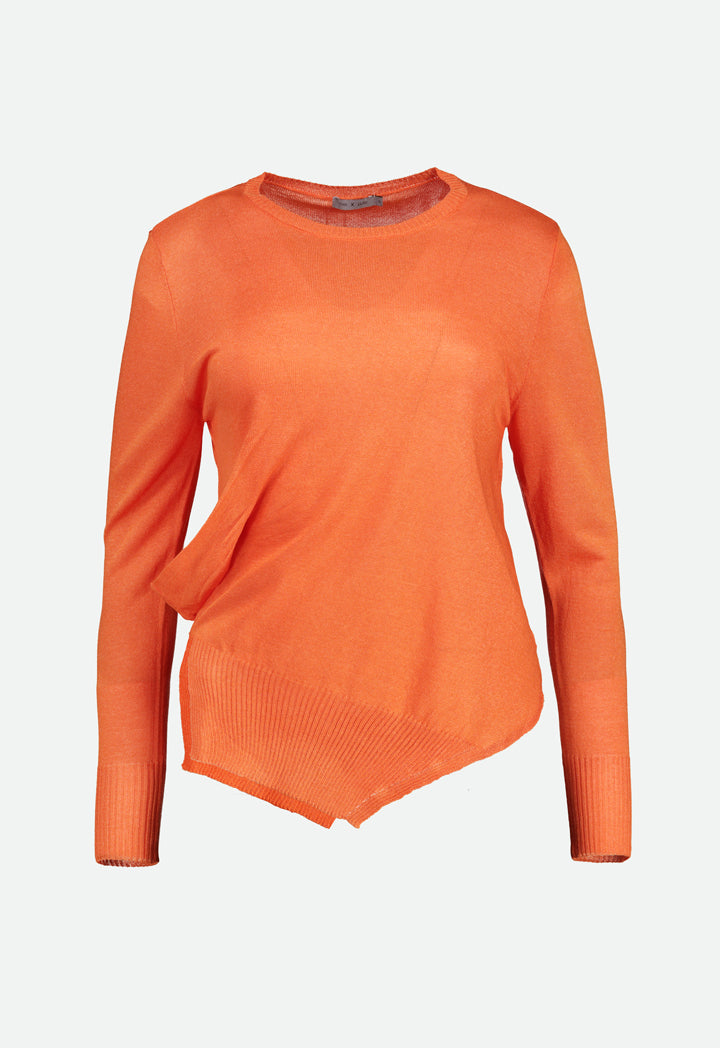 Orange Long Sleeve Knit Top