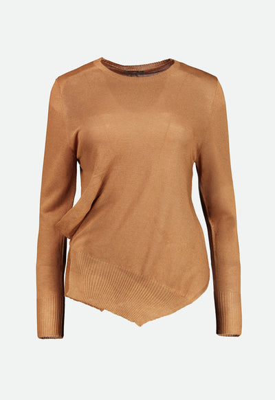 Brown Long Sleeve Knit Top