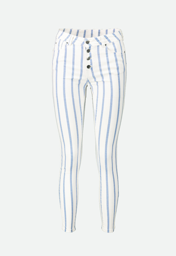 Stripe Print Skinny Denim Pants