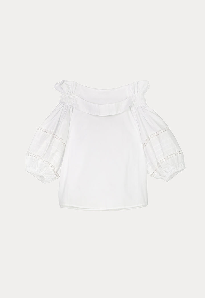 Schiffli Sleeve Off Shoulder Blouse - Fresqa