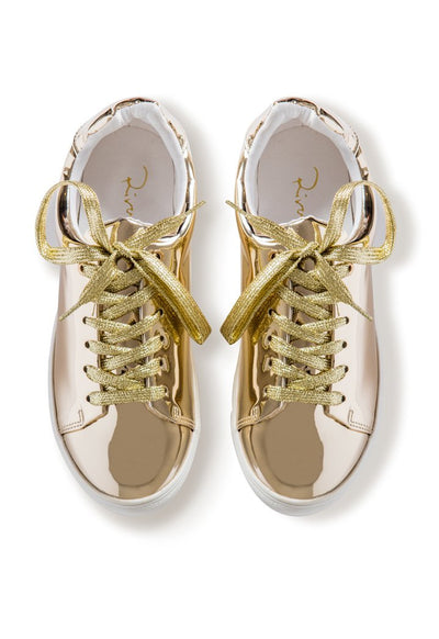 Metallic Lace-Up Sneakers - Fresqa