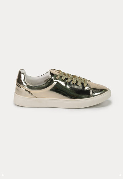 Metallic Lace-Up Sneakers - Fresqa