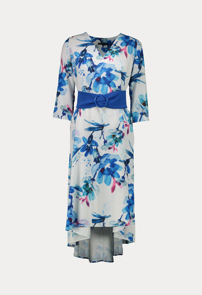 Printed Belted Midi Dress