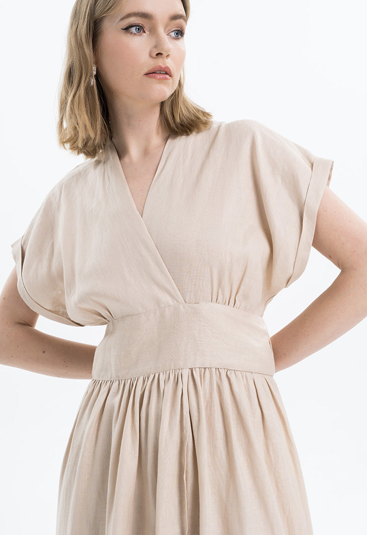 Over Lapped Linen Dress