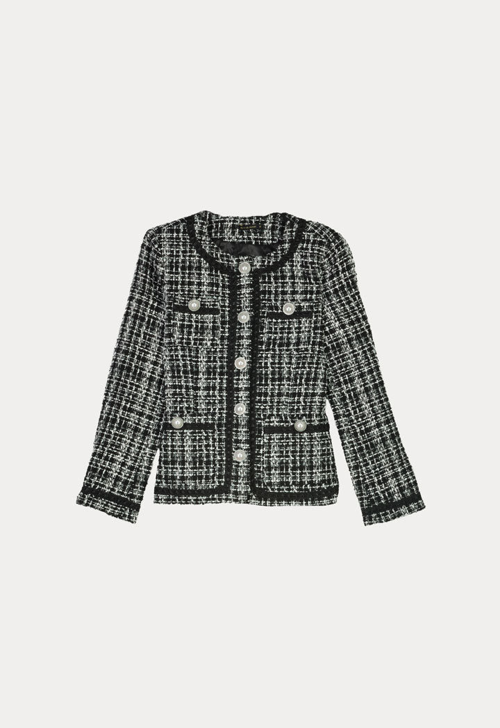 Contrast Lurex Tweed Outerwear