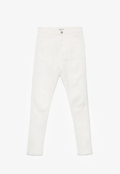 Solid Denim Pants With Back Pockets