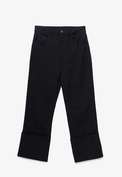 Wide Folded Solid Pants