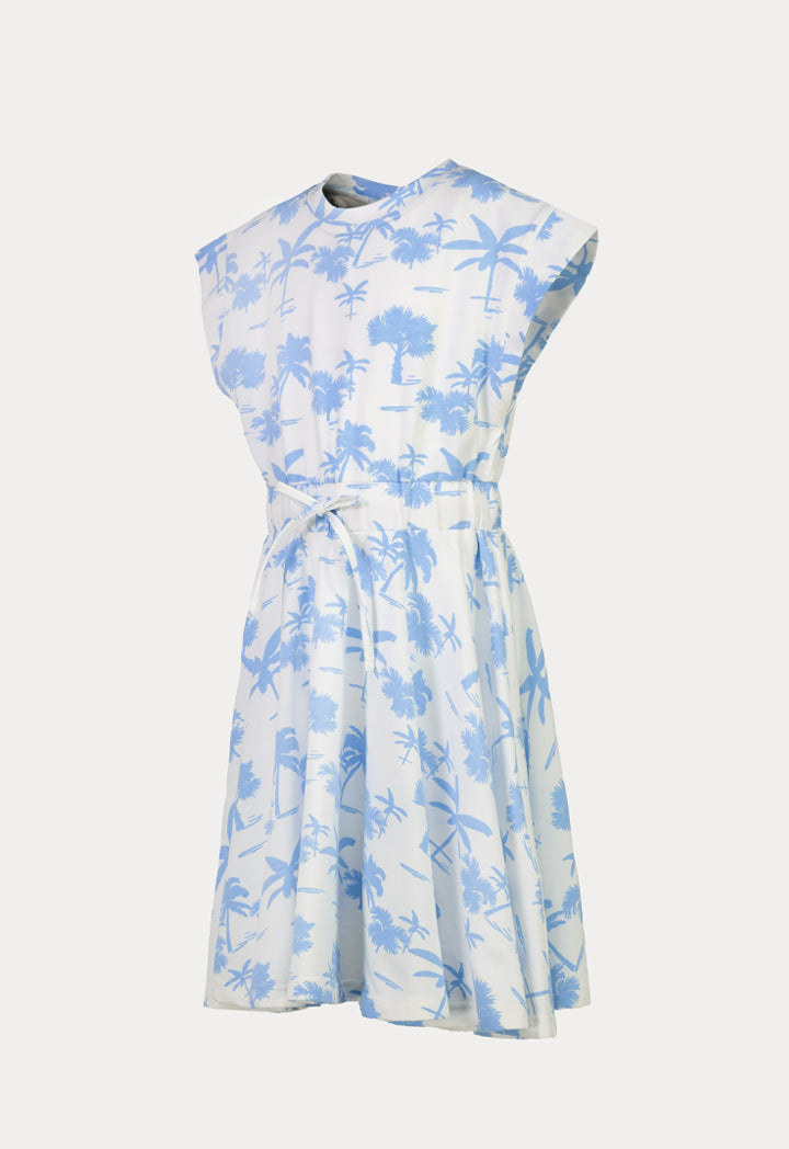 Girls Contrasting Trees Printed Dress