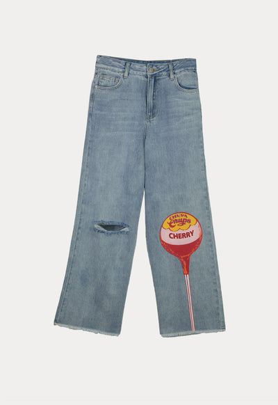 Chupa Chups Ripped Knee Denim Jeans