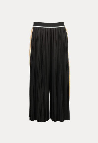 Stripe Elastic Waistband Pleated Culottes