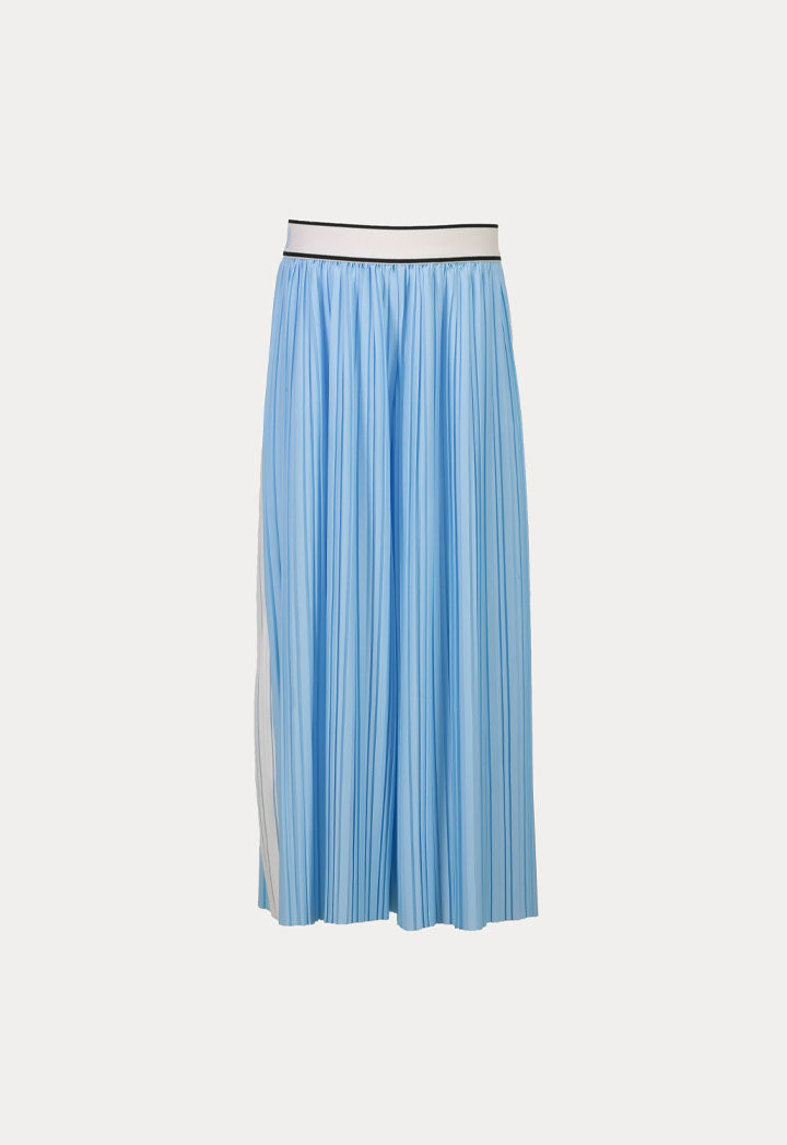 Stripe Edge Exposed Elastic Waistband Pleated Culottes