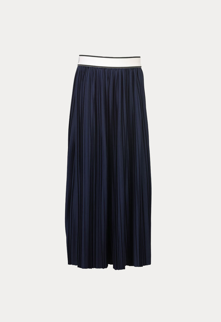 Stripe Edge Exposed Elastic Waistband Pleated Culottes