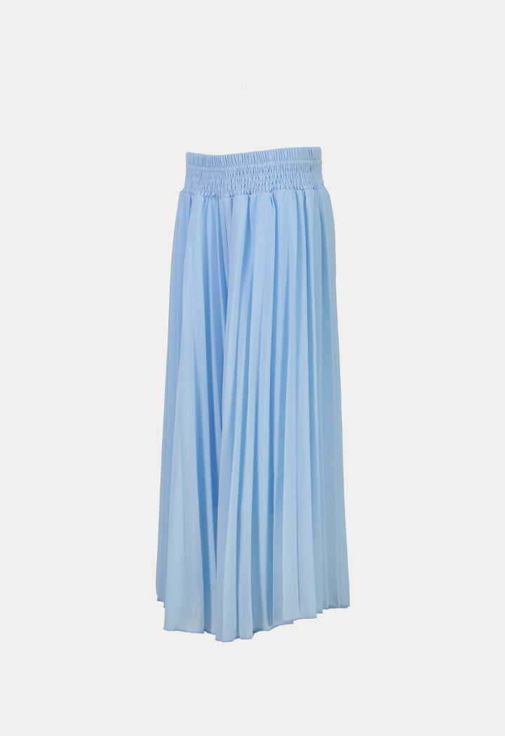 Solid Elasticated Chiffon Pleated Loose Culottes