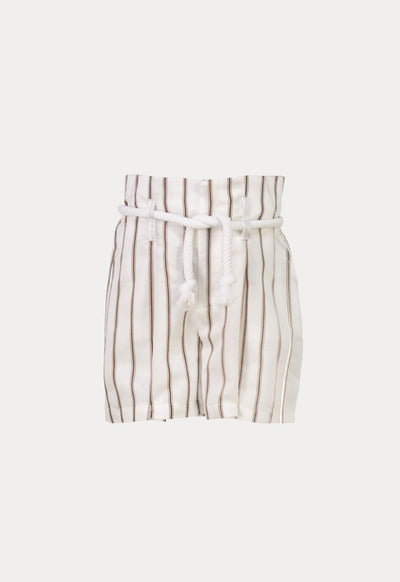 Striped High Waist Shorts With Robe Belt