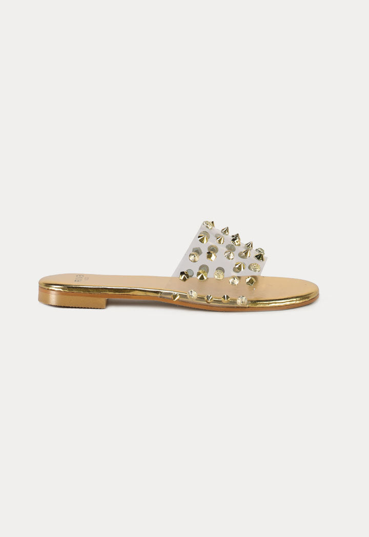 Clear Jelly Metallic Stud Slip On Sandals