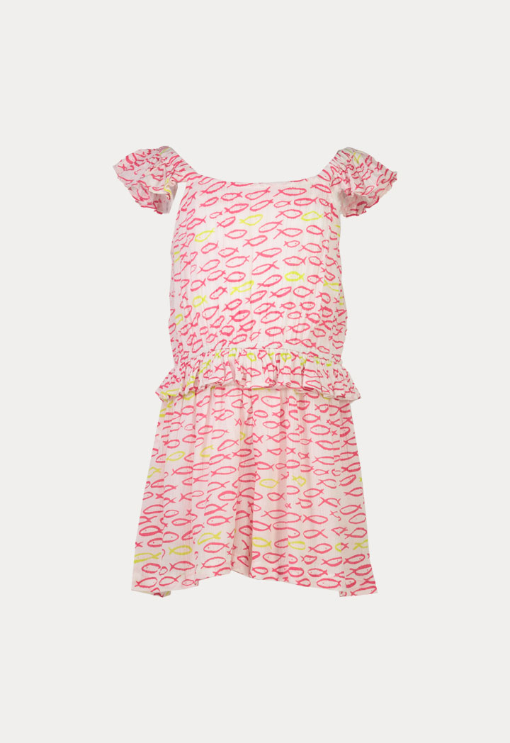 Square Neck Ruffle Cap Sleeve Printed Jumpshort