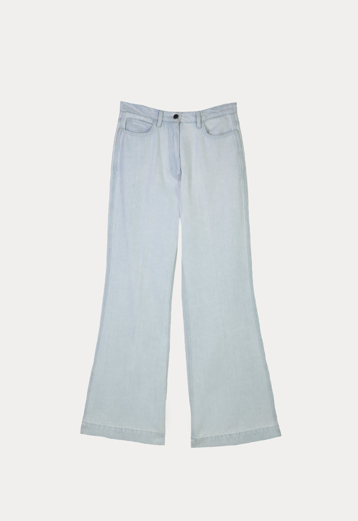 Flared Hem Solid Denim Jeans